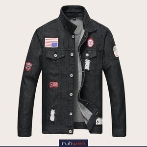Black Wash Ripped Denim Jean Jacket with Patches